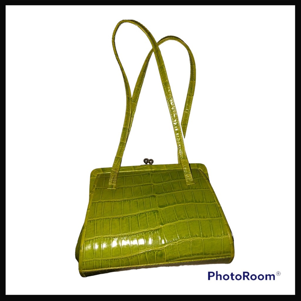 Stefano Serapian Green Croc mini top handle bag